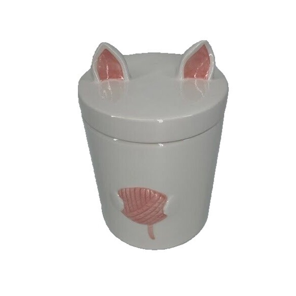 Whimsy Home by Magenta Cat Cookie Jar‎ Canister White Ball of Yard Ear Lid